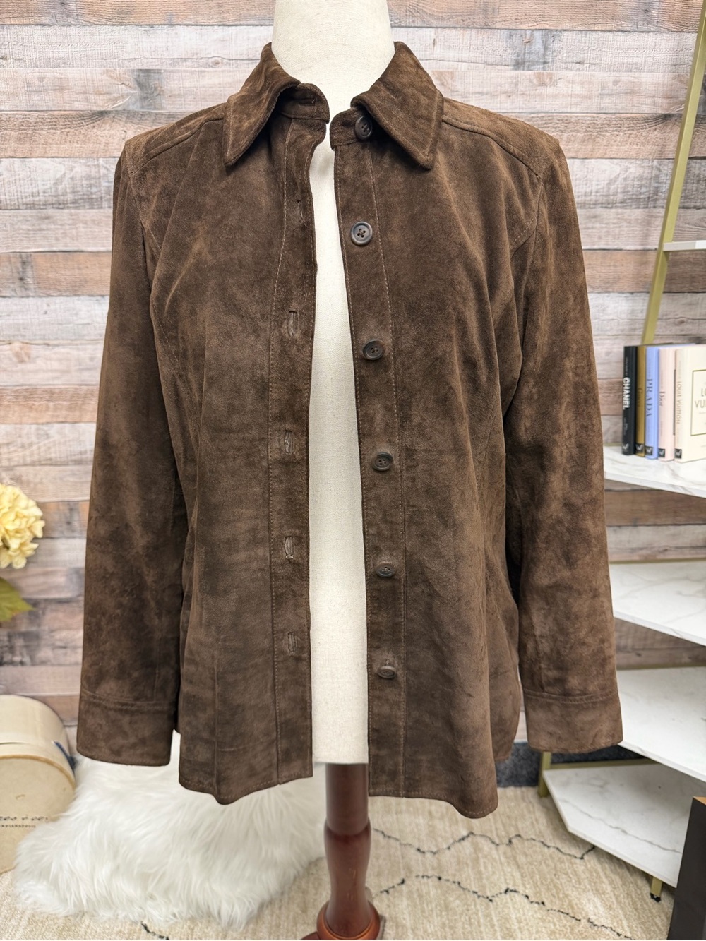 Valerie Stevens brown suede button front jacket